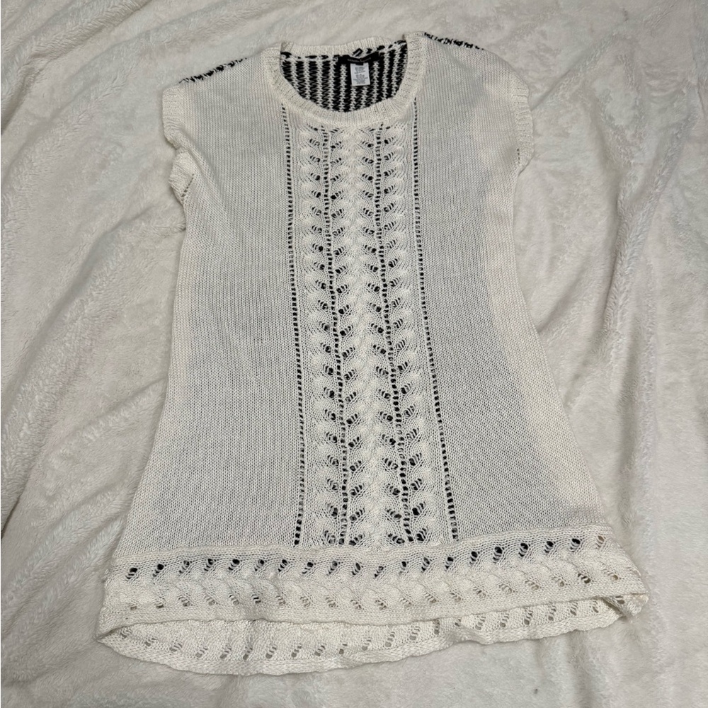 Nanette Lapore White Knit Cap Sleeve Top